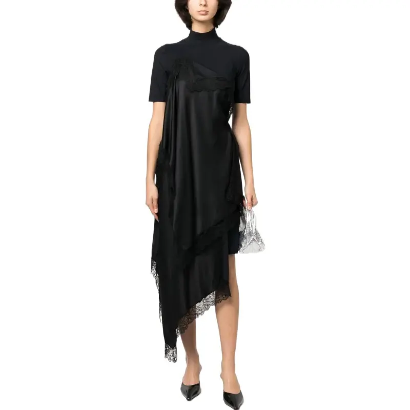 MM6 Maison Margiela Spliced Lace trim Midi Skirt-1