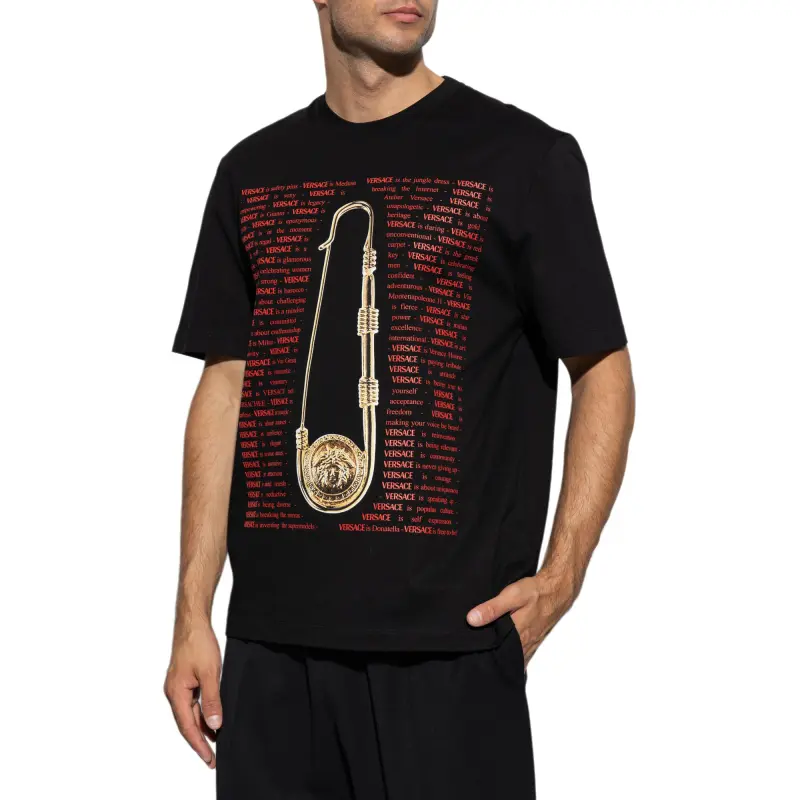 VERSACE Medusa Safety Pin Printed Crewneck T Shirt-3