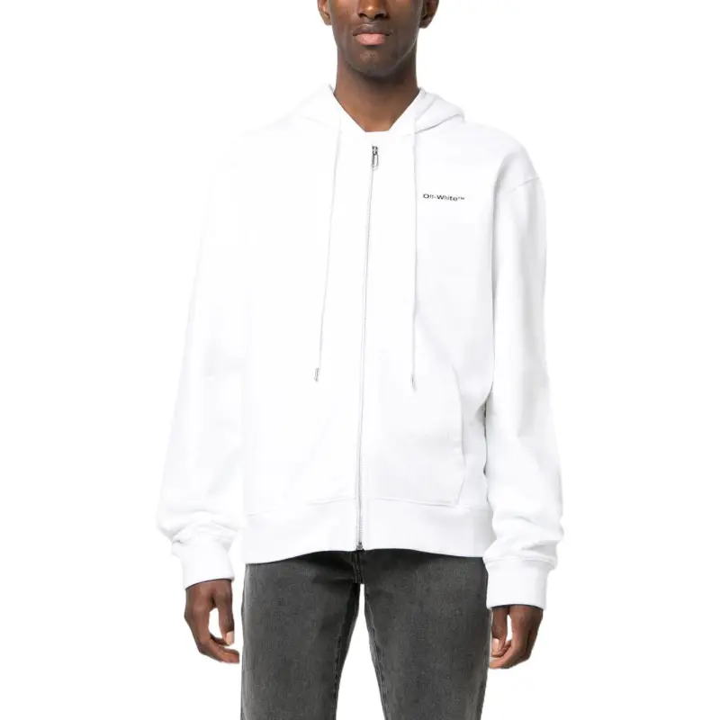 OFF WHITE Wave Outl Diagonal Slim Zip Hoodie-3