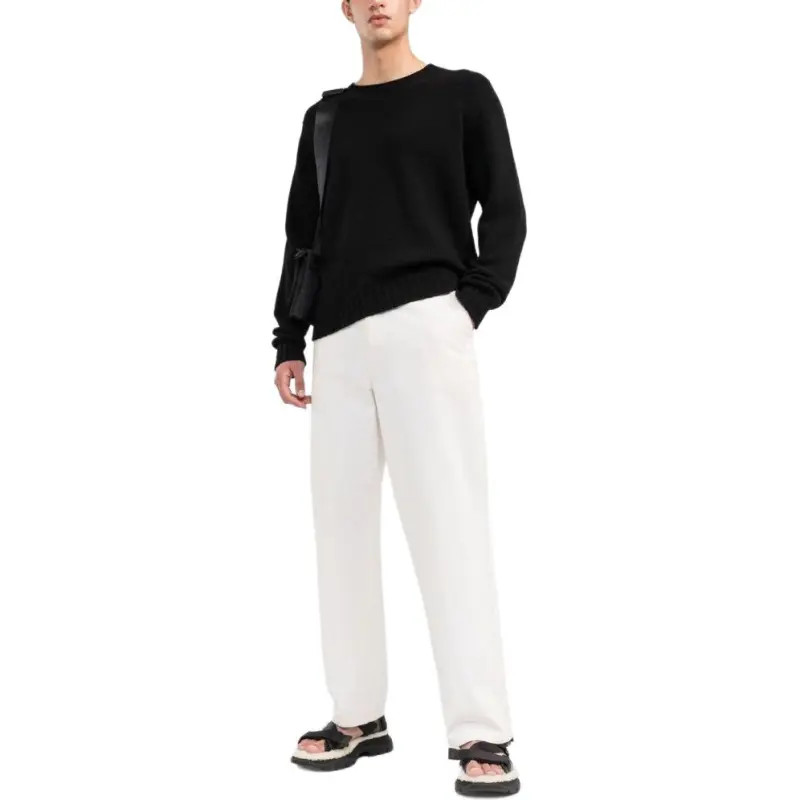 PALM ANGELS Curved Logo Knitted Crewneck-2