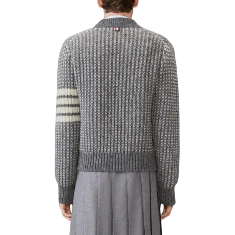 THOM BROWNE 4 Bar Chunky knit Bomber Jacket-3