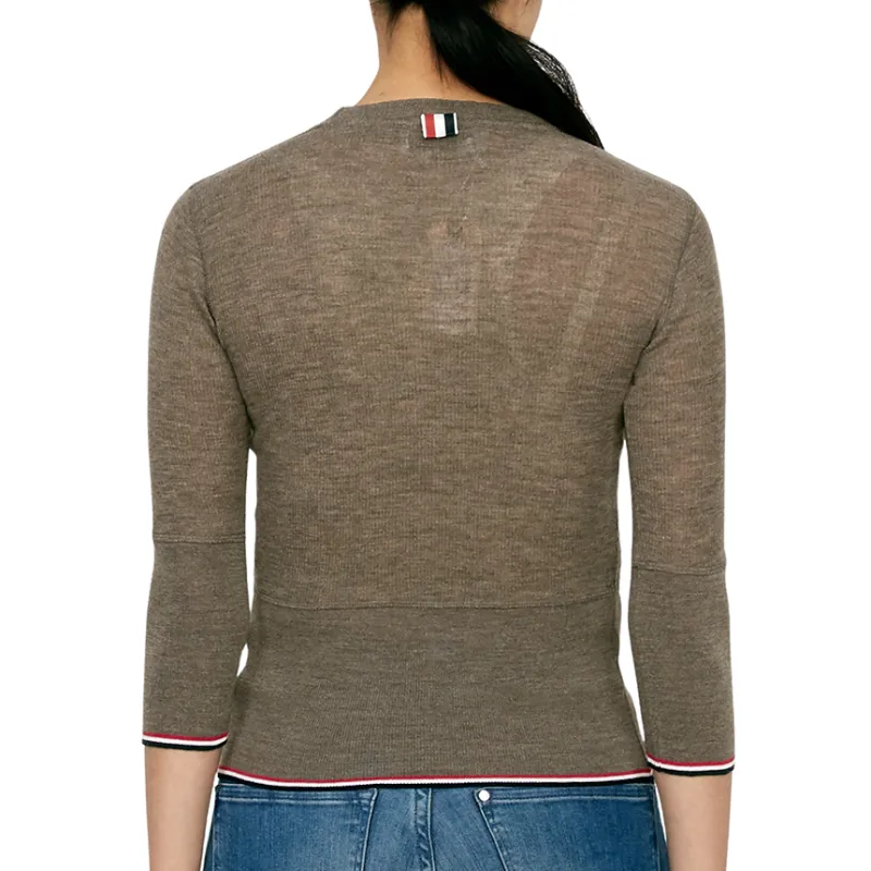 THOM BROWNE Rwb Ribbed Cropped Jumper-4