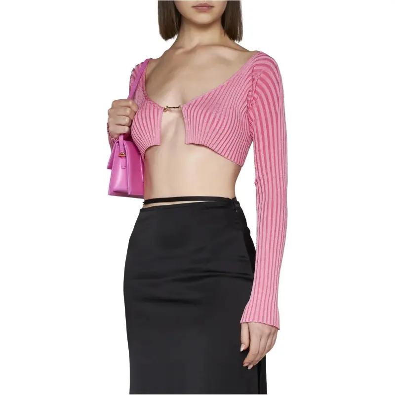 Jacquemus Ribbed Knit Cropped Cardigan-3