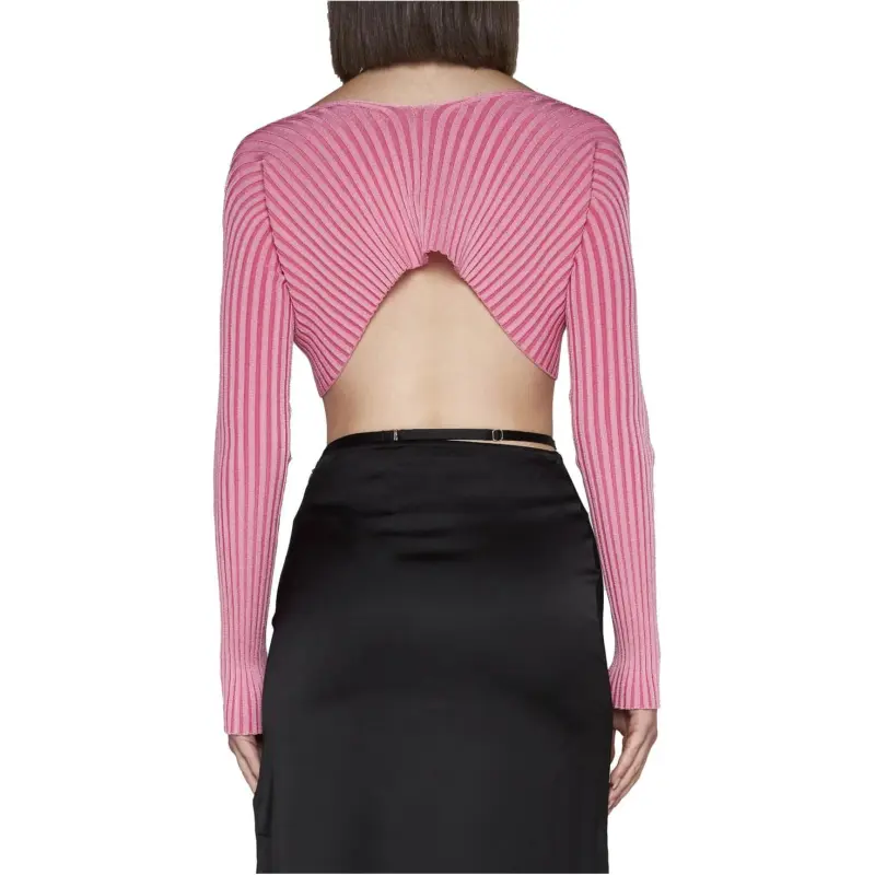 Jacquemus Ribbed Knit Cropped Cardigan-4