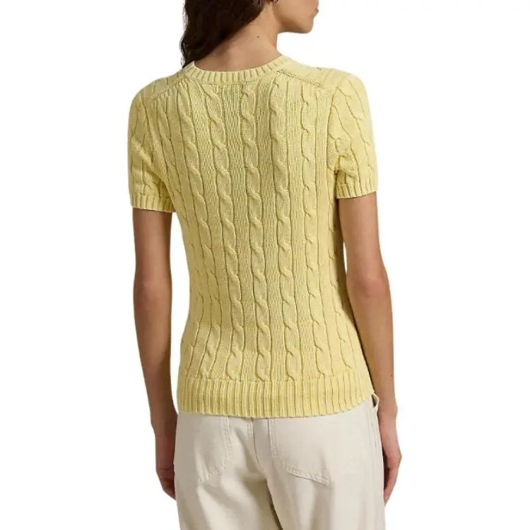 Polo Ralph Lauren Logo Embroidered Cable Knit Crewneck Top-3