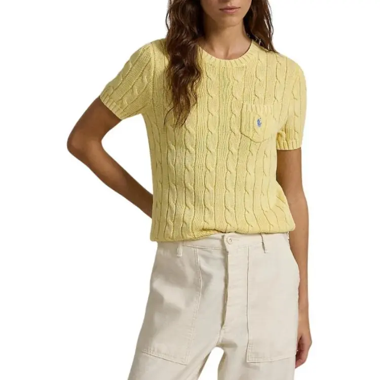 Polo Ralph Lauren Logo Embroidered Cable Knit Crewneck Top-2