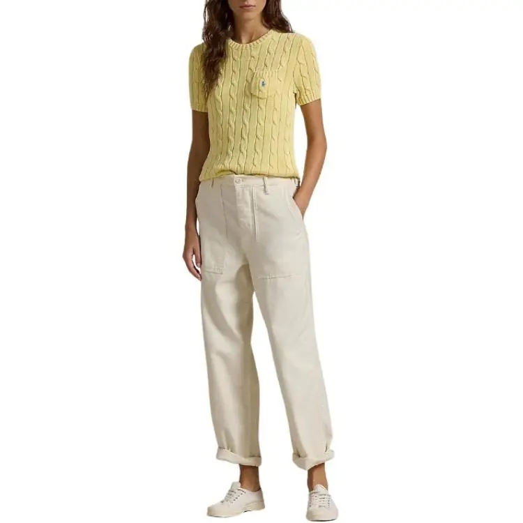 Polo Ralph Lauren Logo Embroidered Cable Knit Crewneck Top-1
