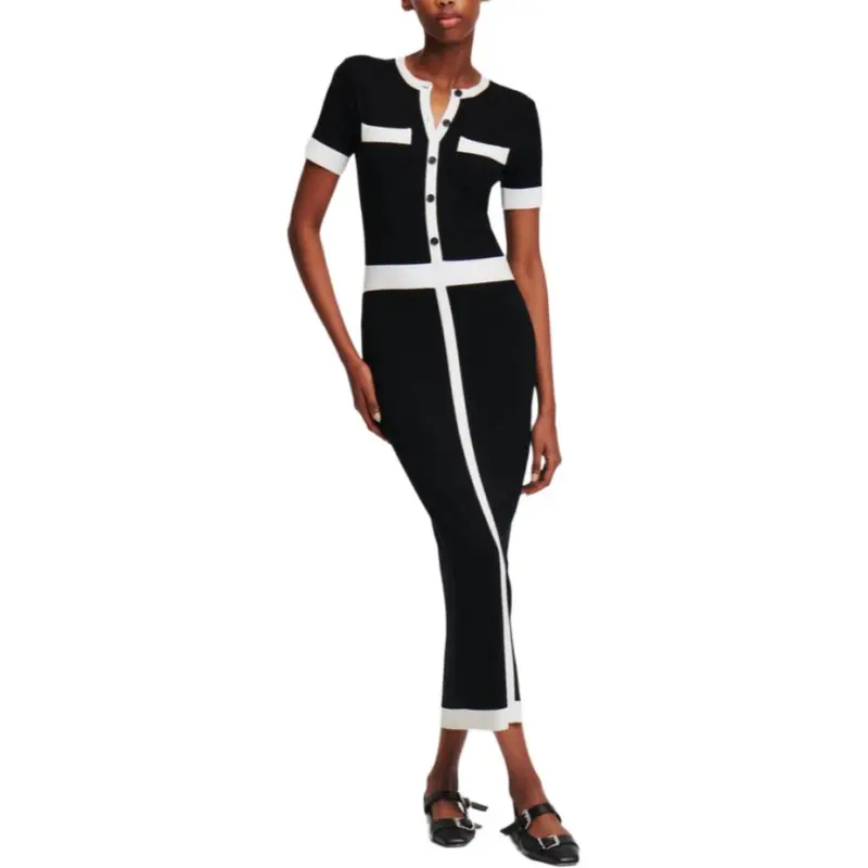 Karl Lagerfeld Short sleeve Knitted Midi Dress-1