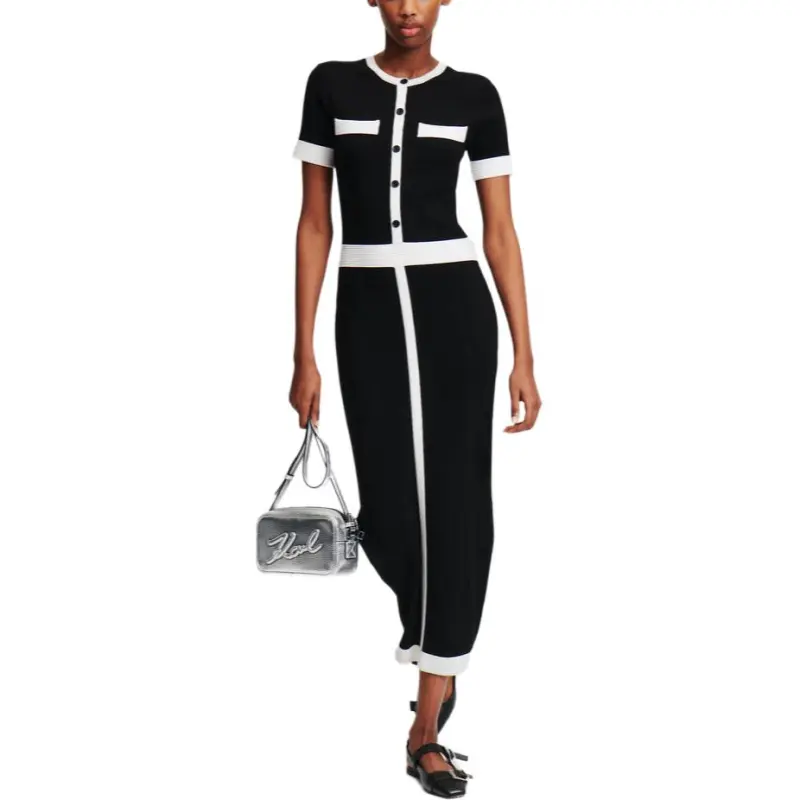 Karl Lagerfeld Short sleeve Knitted Midi Dress-2