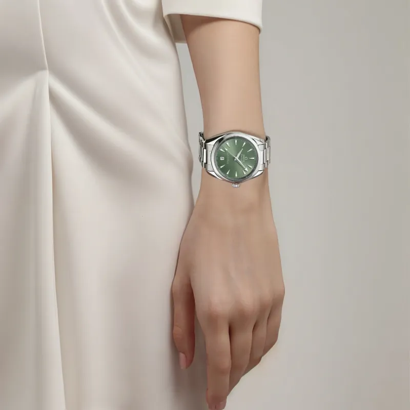 OMEGA AQUA TERRA 150 Meters Automatic Mechanical Movement Unisex Watch 38mm Green Dial Steel Watch Case Steel Strap-3