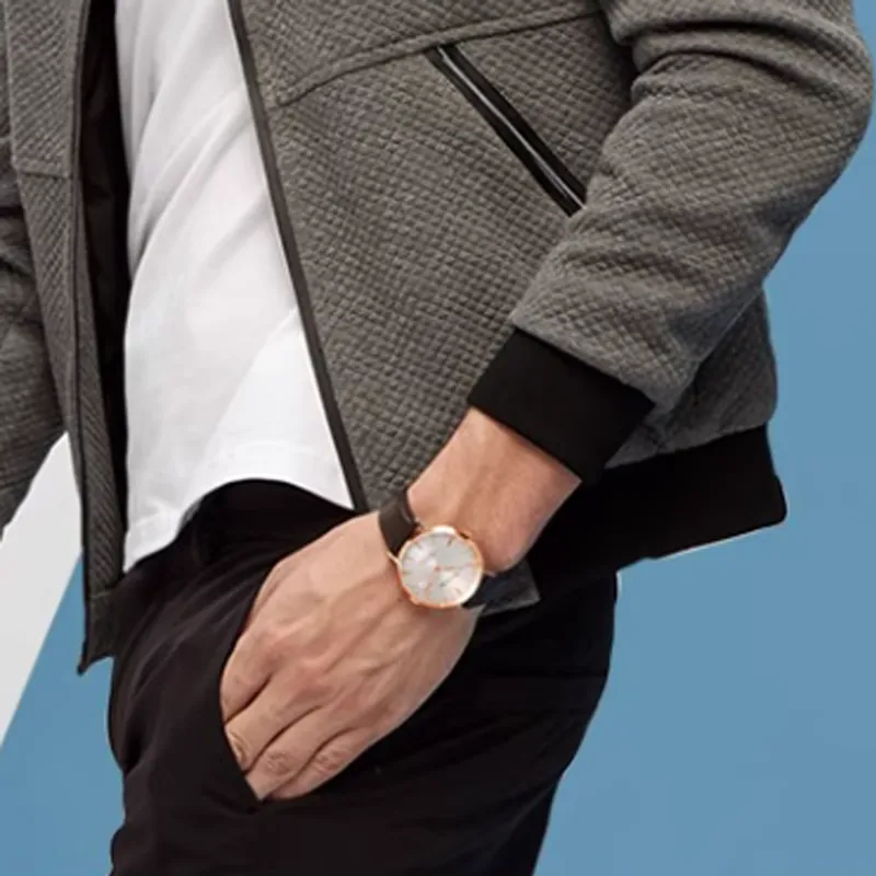 ROSSINI Automatic Mechanical Movement Genuine Leather Strap Watch Men's Watches Black Dial-2