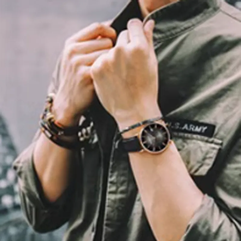 ROSSINI Automatic Mechanical Movement Genuine Leather Strap Watch Men's Watches Black Dial-5