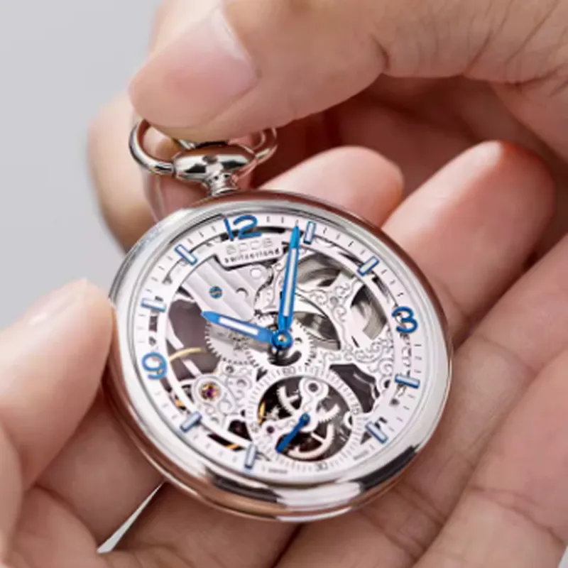 EPOS Mechanical Movement-Manual Mechanical Movement Brass Pocket Watches 42.2mm Men's Watches Cut-Out-3
