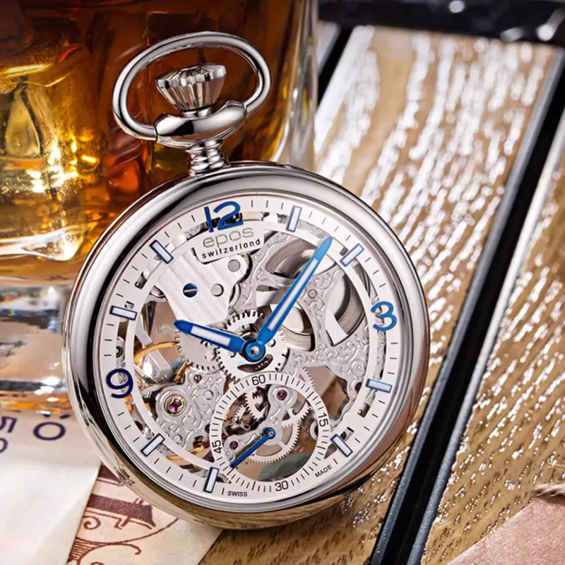 EPOS Mechanical Movement-Manual Mechanical Movement Brass Pocket Watches 42.2mm Men's Watches Cut-Out-4