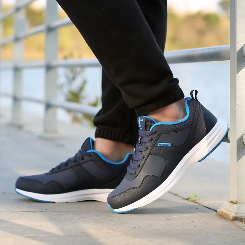 QIAODAN Anti Slip Wear Resistant Low Top Casual Running Shoes Men's Blue Black-2