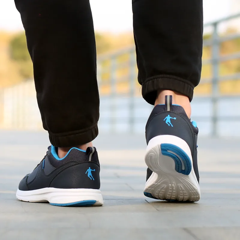 QIAODAN Anti Slip Wear Resistant Low Top Casual Running Shoes Men's Blue Black-3