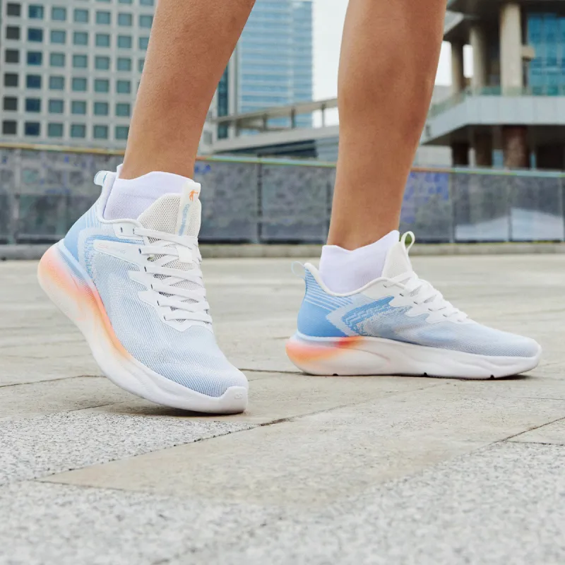 QIAODAN Cushioning Anti Slip And Wear Resistant Low Top Casual Running Shoes Men's White Blue-4