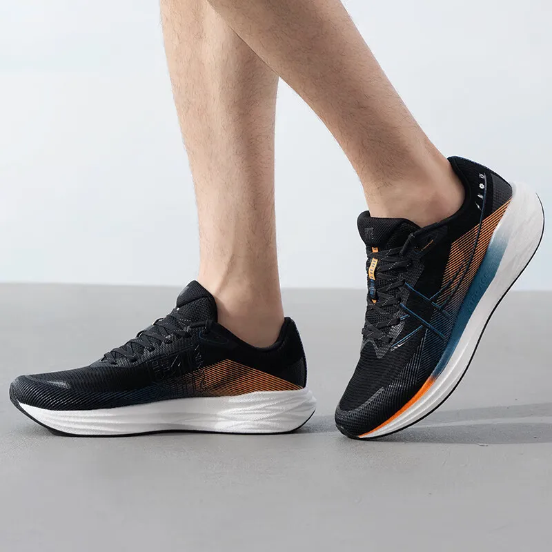 XTEP Speed 5.0 Non slip Wear resistant Shock Absorption Low Top Casual Running Shoes Men's Black Lava Orange-5