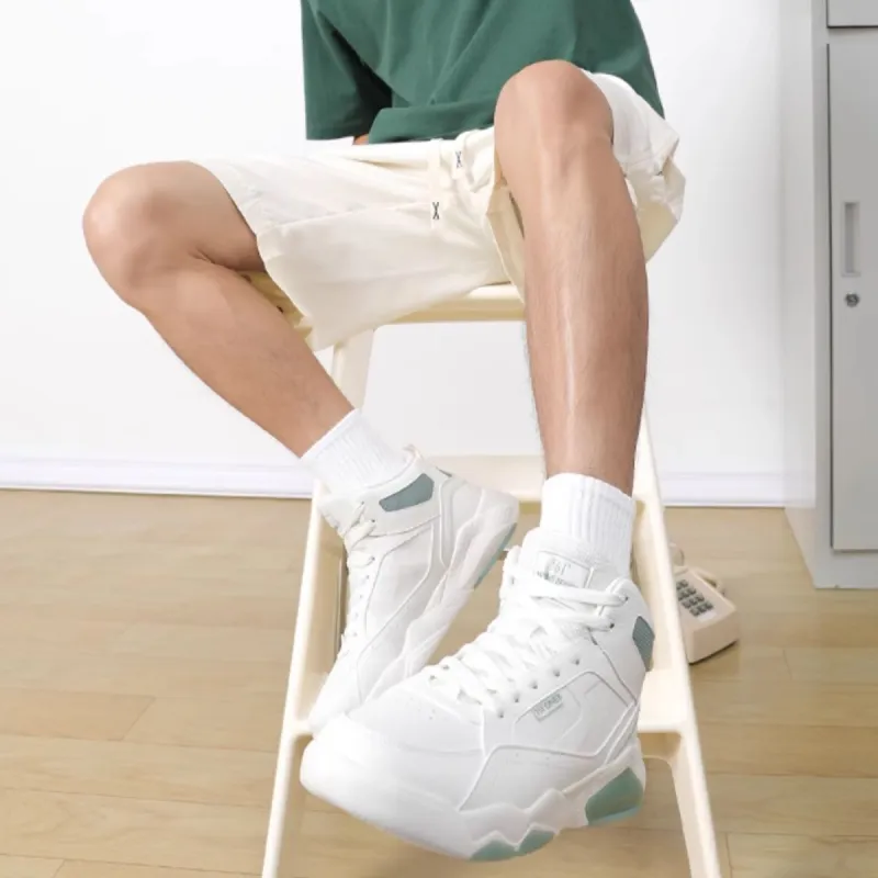 361° Winter Syndrome Anti-Slip And Wear-Resistant Coverage High-Top Skateboard Shoes Men's White Green-2