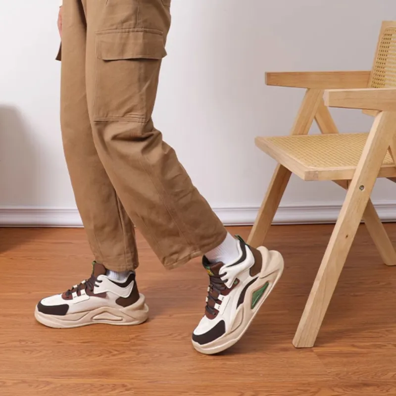 361° Jincheng Slip Resistant Height Increasing High Top Skateboard Shoes Men's White Brown-3