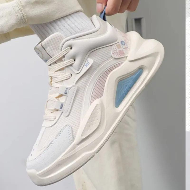 361° Jincheng Anti Slip Wear Resistant High Top Skateboard Shoes Women's Beige-3