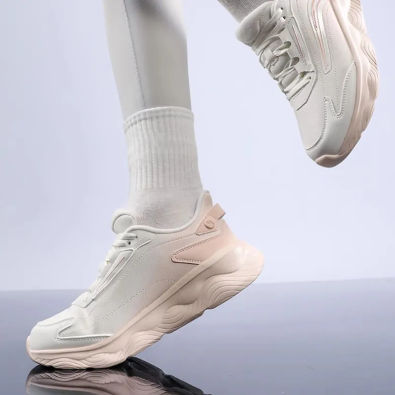 361° Cushioning Anti Slip And Wear Resistant Low Top Casual Running Shoes Women's White Pink-3