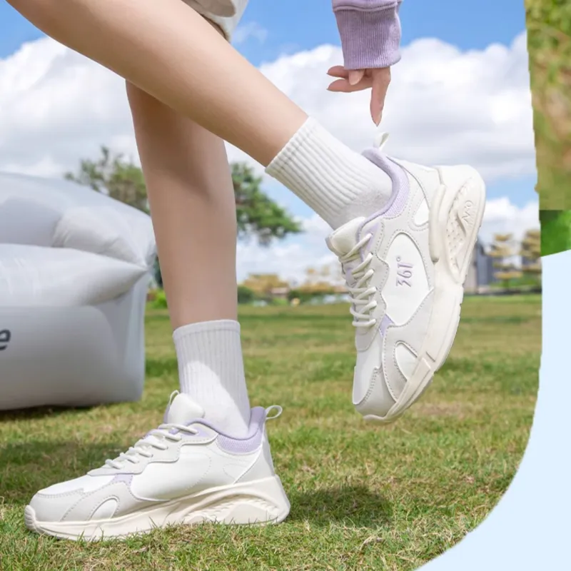 361° Anti Slip Wear Resistant Low Top Casual Running Shoes Women's White Gray Purple-2