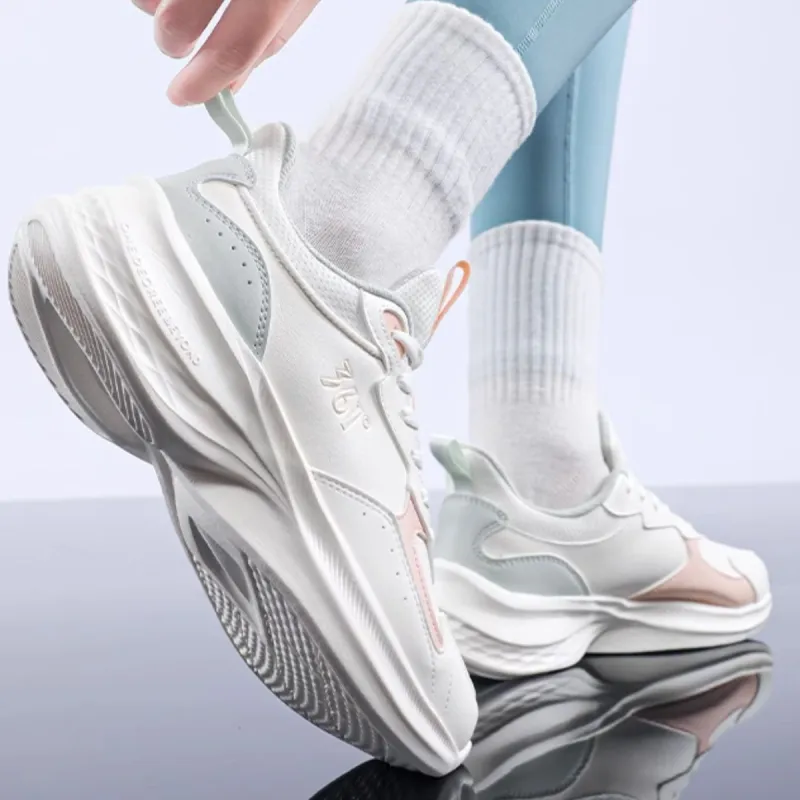 361° Cushioning Anti-Slip And Wear-Resistant Low-Top Casual Running Shoes Women's White Pink-4