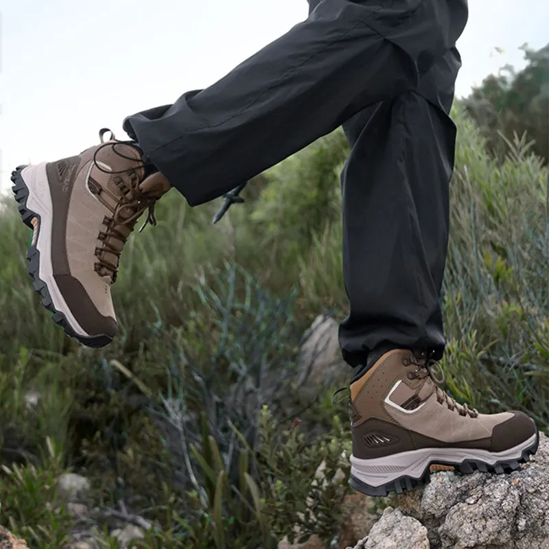 TOREAD Anti Slip Wear Resistant High Top Hiking Shoes Men's Brown Black-3