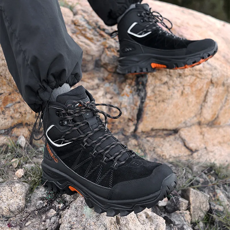 TOREAD Anti Slip Wear Resistant Mid Top Hiking Shoes Men's Black-3