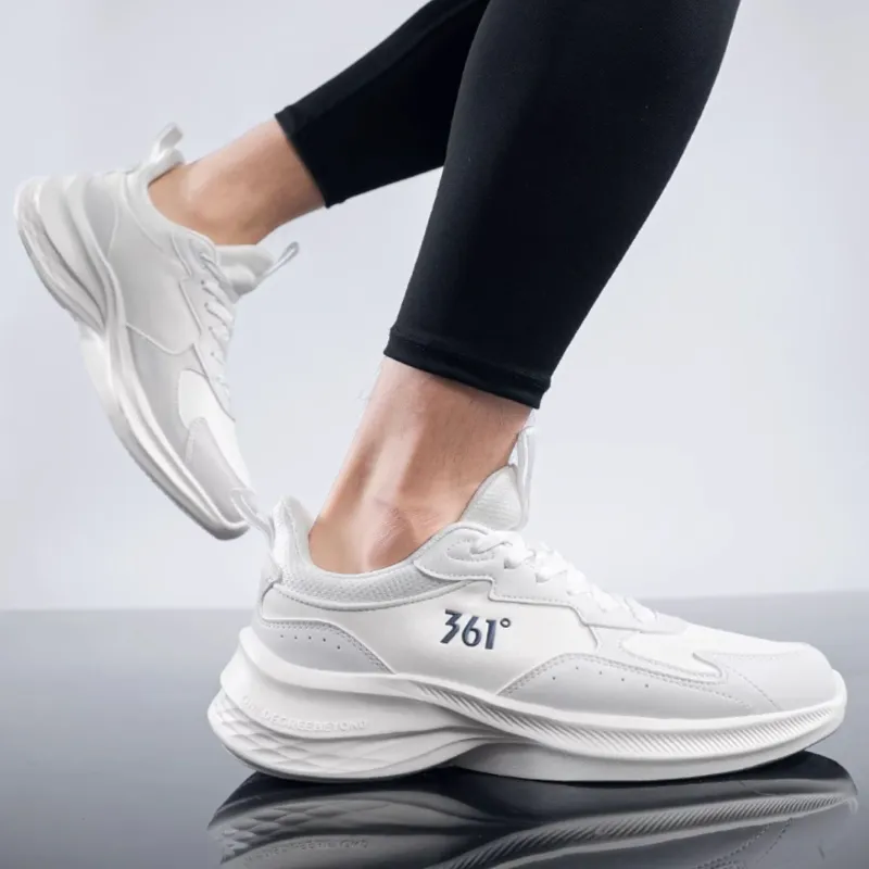 361° Non slip Wear resistant Shock Absorption Low Top Casual Running Shoes Men's White Gray-2