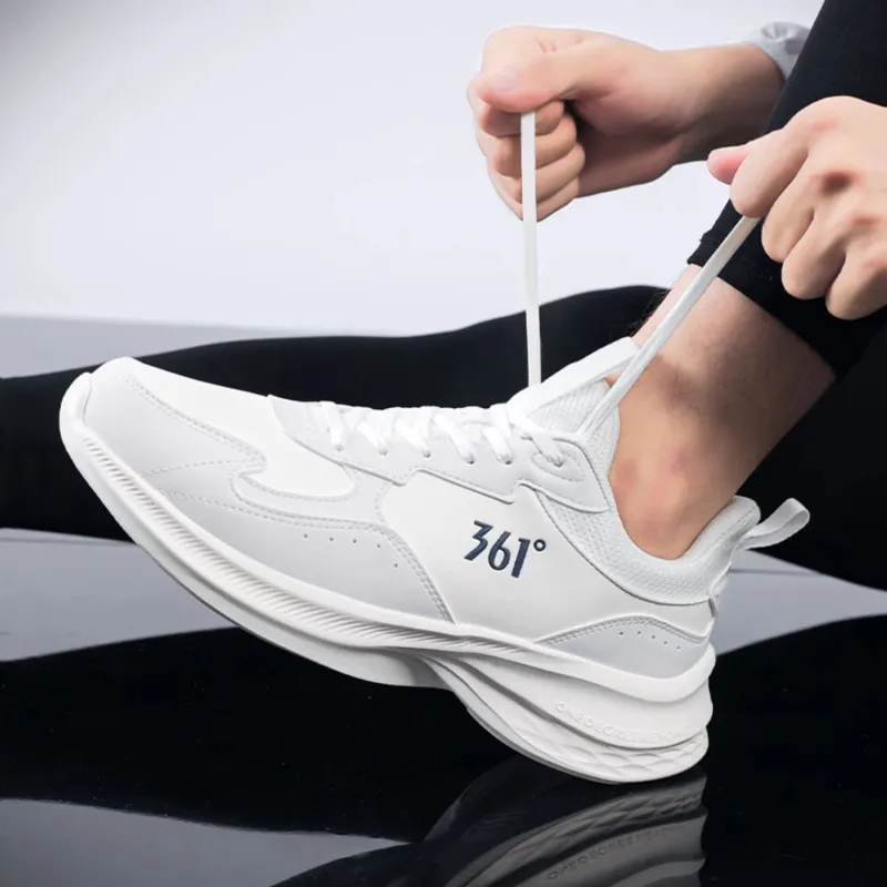 361° Non slip Wear resistant Shock Absorption Low Top Casual Running Shoes Men's White Gray-1