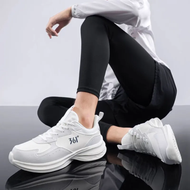 361° Non slip Wear resistant Shock Absorption Low Top Casual Running Shoes Men's White Gray-3