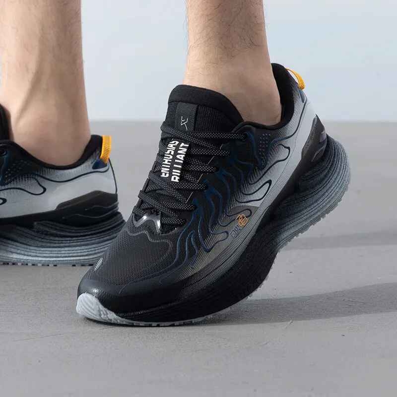 XTEP Anti Slip Wear Resistant Low Top Casual Running Shoes Men's Black Gray-4