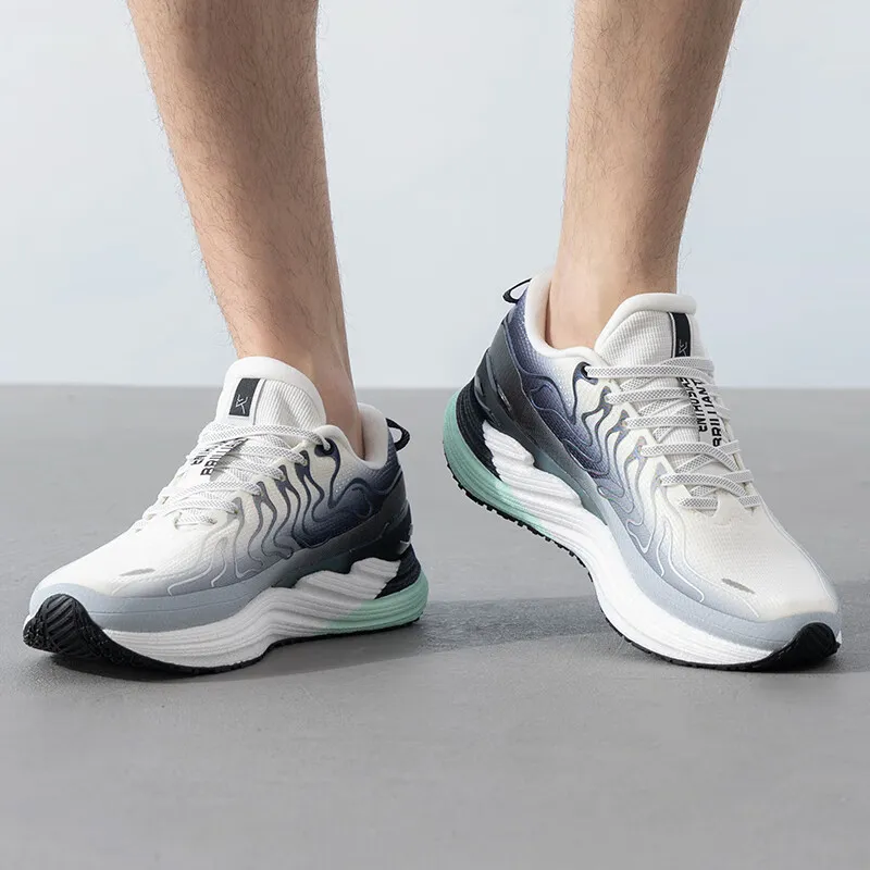 XTEP Anti Slip Wear Resistant Low Top Casual Running Shoes Men's White Gray Black-4