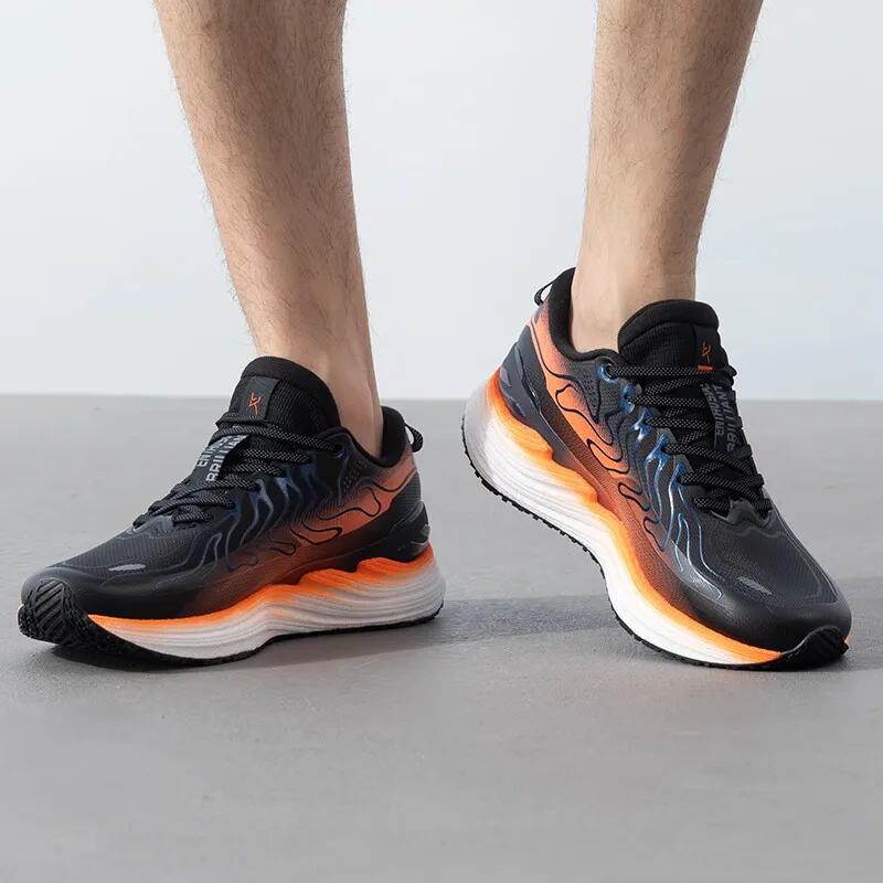 XTEP Anti-Slip Wear-Resistant Low-Top Casual Running Shoes Men's Black Orange-3