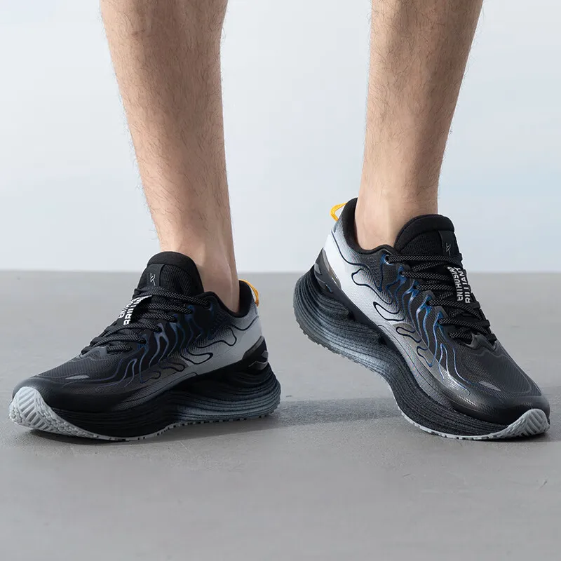 XTEP Anti Slip Wear Resistant Low Top Casual Running Shoes Men's Black Gray-6
