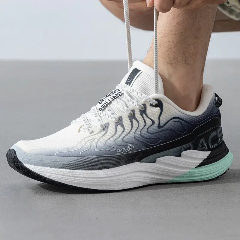 XTEP Anti Slip Wear Resistant Low Top Casual Running Shoes Men's White Gray Black-3