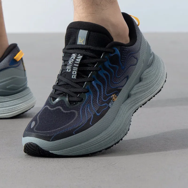 XTEP Anti Slip Wear Resistant Low Top Casual Running Shoes Men's Black Blue Gray-4