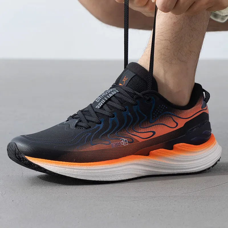 XTEP Anti-Slip Wear-Resistant Low-Top Casual Running Shoes Men's Black Orange-2