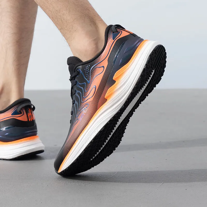 XTEP Anti-Slip Wear-Resistant Low-Top Casual Running Shoes Men's Black Orange-4