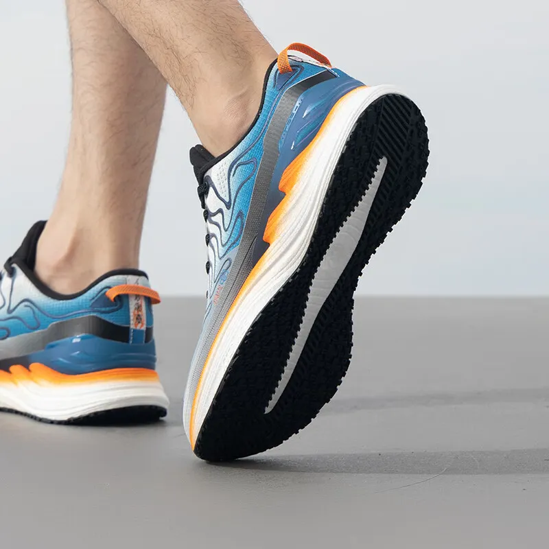 XTEP Anti-Slip Wear-Resistant Low-Top Casual Running Shoes Men's Blue Orange White-3