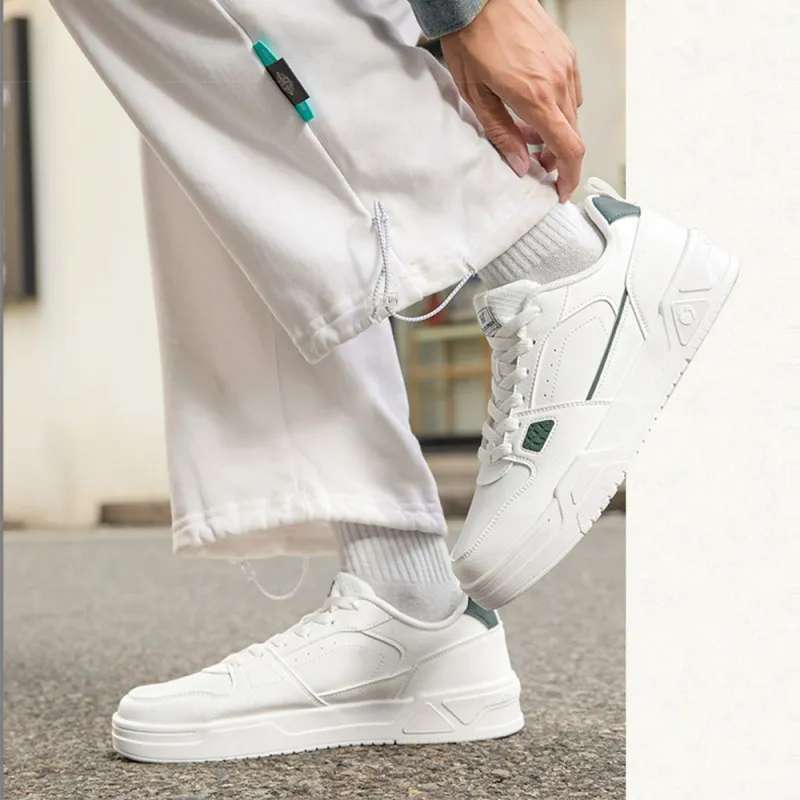 361° Anti-Slip Wear-Resistant Low-Top Skateboard Shoes Men's White Green-3