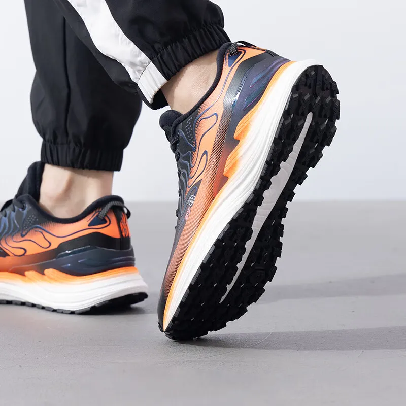 XTEP Cushioning Breathable Low-Top Training Running Shoes Men's Black Orange-5