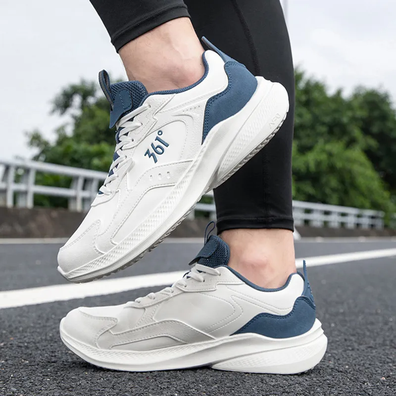 361° Lightweight Wear Resistant And Slip Resistant Low Top Sprint Running Shoes Men's White Blue-2