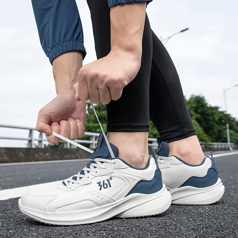 361° Lightweight Wear Resistant And Slip Resistant Low Top Sprint Running Shoes Men's White Blue-3