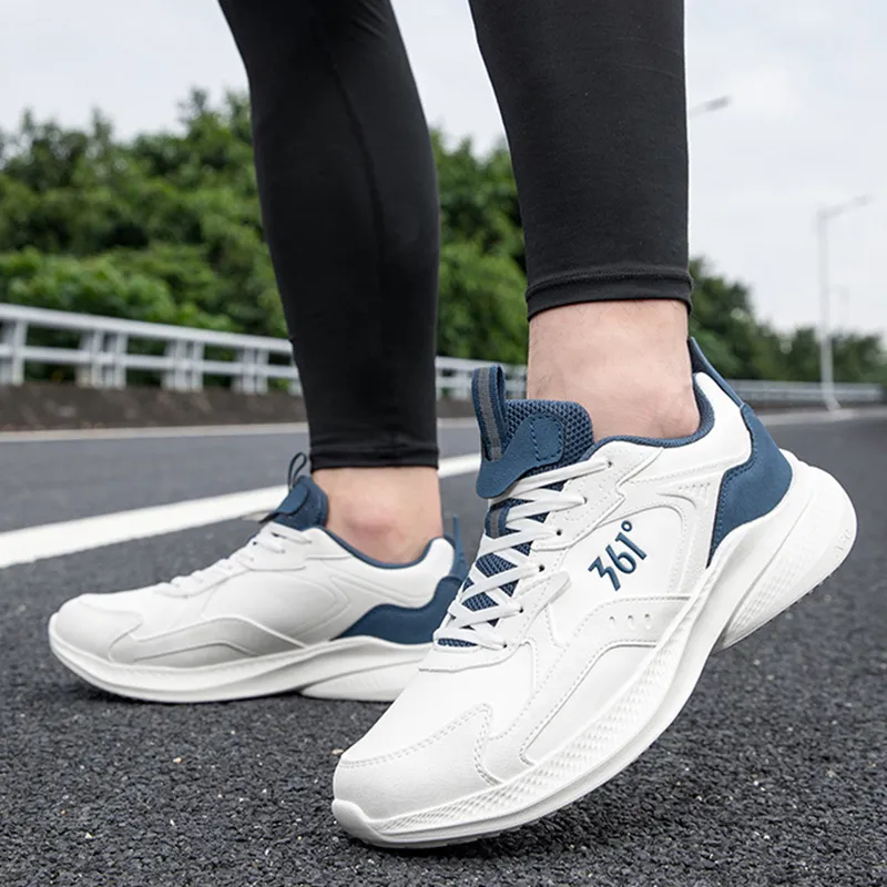 361° Lightweight Wear Resistant And Slip Resistant Low Top Sprint Running Shoes Men's White Blue-1
