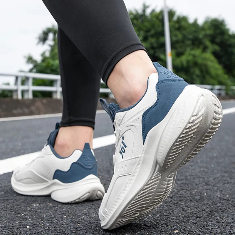 361° Lightweight Wear Resistant And Slip Resistant Low Top Sprint Running Shoes Men's White Blue-4
