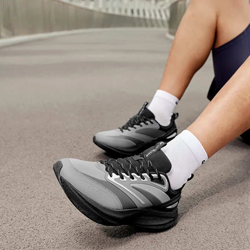 QIAODAN Uh huh Cushioning Slip Resistant And Abrasion Resistant Low Top Casual Running Shoes Men's Gray Black-3