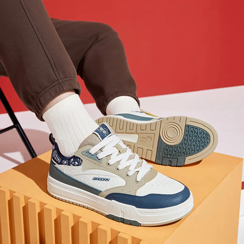 QIAODAN Dry Anti-Slip And Wear-Resistant Lightweight Low-Top Skateboard Shoes Men's White Brown Blue Green-5